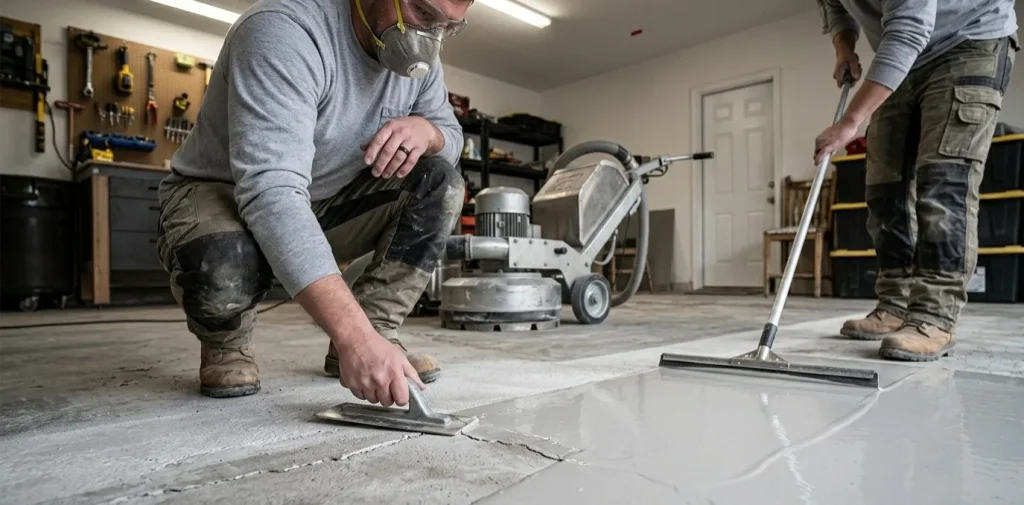 Mechanical profile preparation for permanent concrete floor bonding