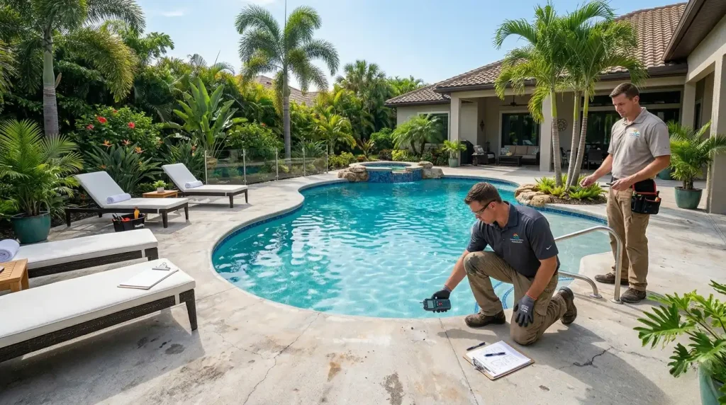 Professional pool deck repair and polyaspartic coating in Tampa