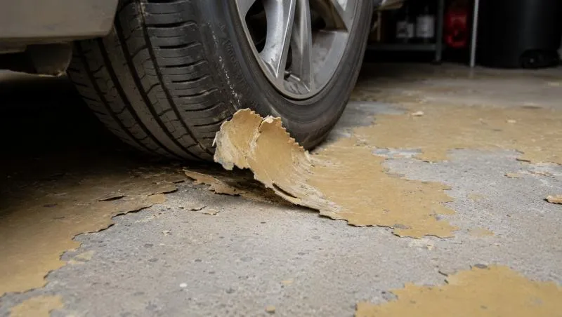 Epoxy garage floor coating failing from hot tire pickup
