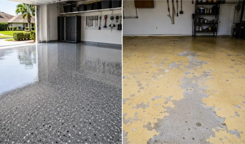 Polyaspartic vs epoxy garage floor coating comparison in Tampa FL