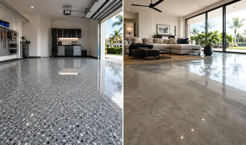 Tampa home flooring: polyaspartic, epoxy, or polished concrete? Which best handles Florida's heat and moisture?
