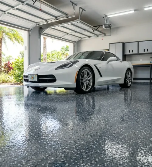 High-gloss residential garage floor coating in Riverview FL